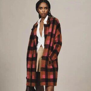 NVLT Pink and Brown Plaid Trench Coat